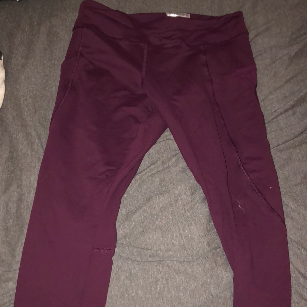 Forever 21 Maroon Full-Length Workout Leggings